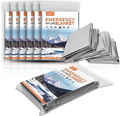 6 Pack - Large 82” x 62” Survival Emergency Mylar Thermal Blankets, Thermal - Image 7