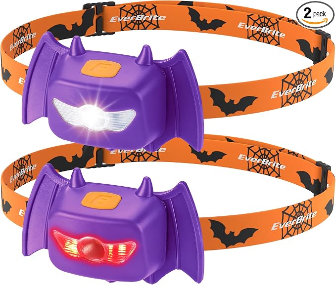 EverBrite Halloween Bat Headlamps Halloween Gifts, 3 Modes Head Lamps by EverBrite