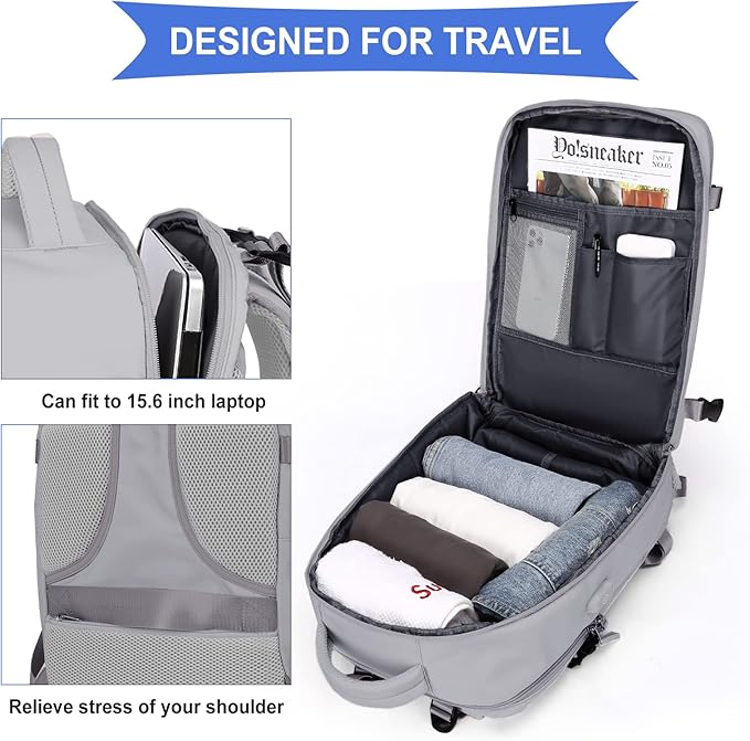 Coowoz Large Travel Backpack For Women Men, Flight Approved, Waterproof Outdoor - Image 6