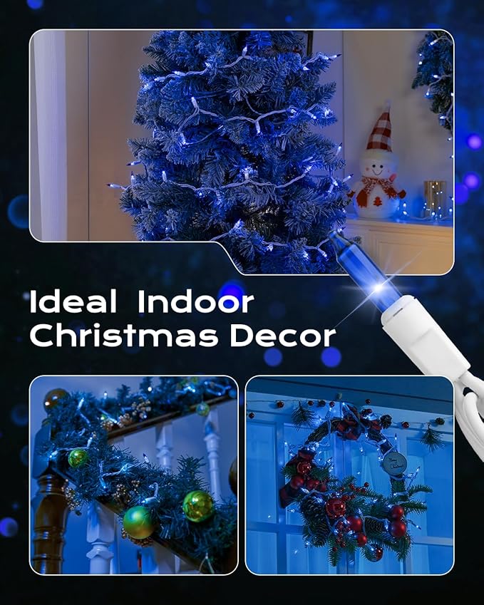 Brightown Blue Christmas Mini String Lights, 100-Count 26.5ft Incandescent Bulb - Image 4