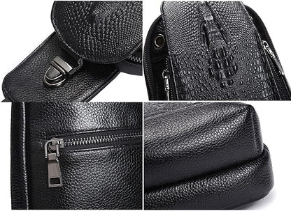 Hebetag Crocodile Genuine Leather Sling Chest Bag - Image 7