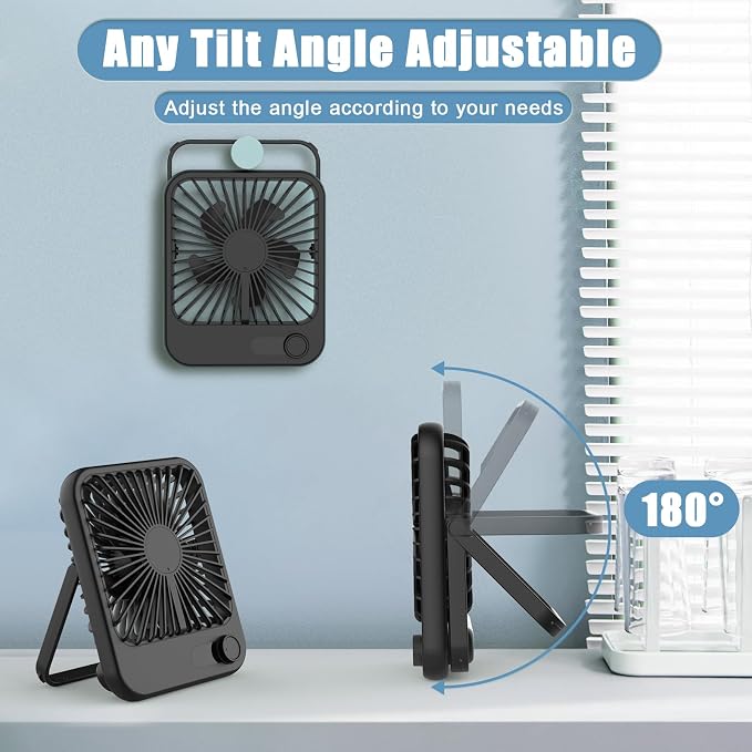 Small Desk Fan, 100 Speeds Personal Fan Portable Rechargeable - Image 6