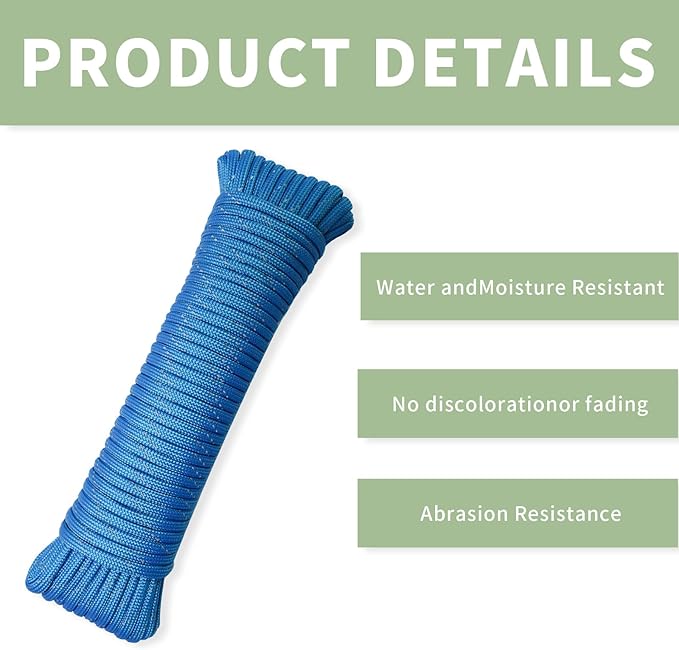 Paracord Rope, Reflective III Parachute Cord 7 Strand Core 550lb, 100ft Blue - Image 2