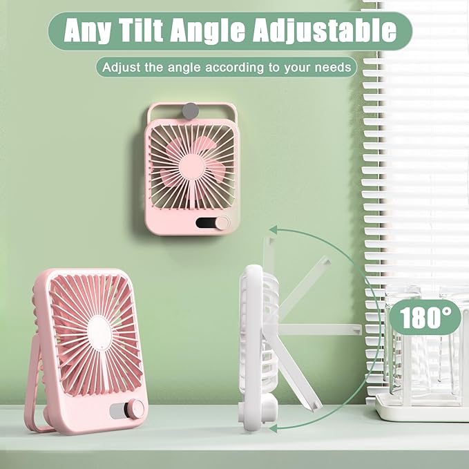 Portable Fan Rechargeable, Small Desk Fan Quiet, 180°Tilt Adjustable Personal - Image 6