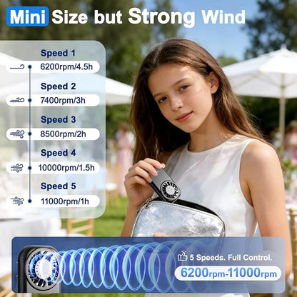 WHATOOK Handheld Mini Fan Small Personal Portable Speed USB Rechargeable - Image 5