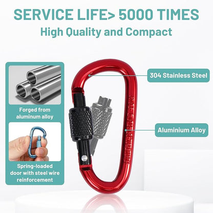 Multi-Pack Aluminum Carabiner Clips, Outdoor Activities - Image 3