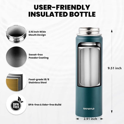 RAYMYLO Insulated Water Bottle 20 oz, Triple Wall Vacuum Stainless Steel - Image 5