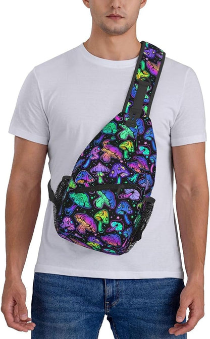 Bright Mushrooms Sling Bag For Women Men Mushroom Backpack Crossbody Shoulder - Image 7