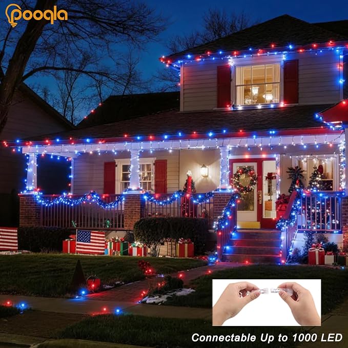 Pooqla 200 LED 66 FT 4th of July Decorations Lights, Outdoor Independence Day - Image 5