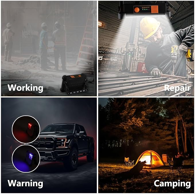 120W Solar Rechargeable Work Light, 144 LED Portable Flood Light - Image 7