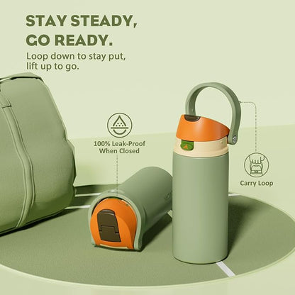 POWCAN 18 oz Metal Sports Water Bottle: 2-in-1 Push-Button Spout & Quick-Flip - Image 4