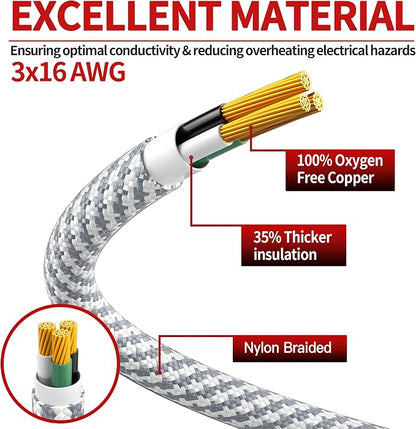 16/3 Braided Extension Cord 15 FT, Braided Extension Cord Flexible & Durable - Image 2