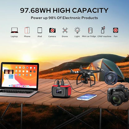 ENOFLO Portable Power Station, 97.68Wh Solar Generator, Lithium Battery Power - Image 2