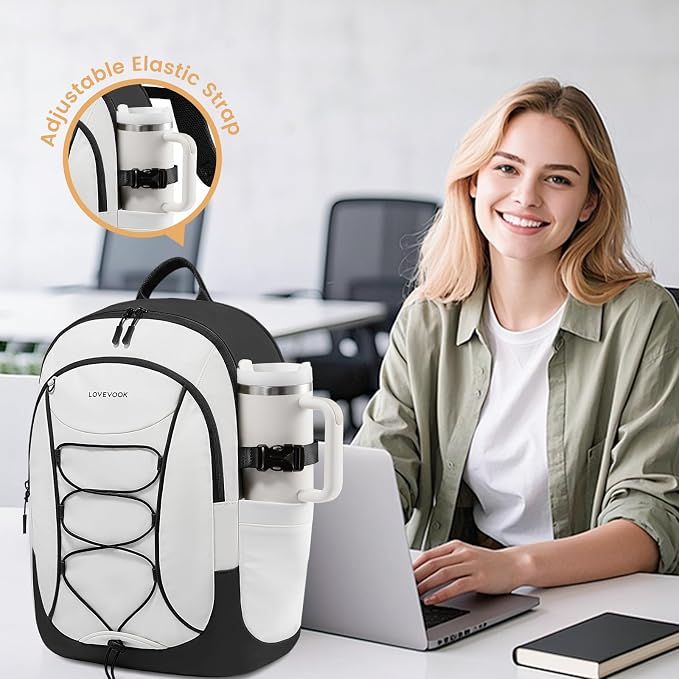 LOVEVOOK Mens Backpack with Giant Tumbler Holder Pocket, 15.6 Inch Everyday - Image 2