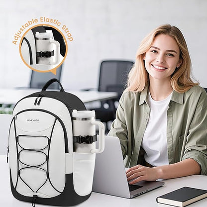 LOVEVOOK Mens Backpack with Giant Tumbler Holder Pocket, 15.6 Inch Everyday - Image 2