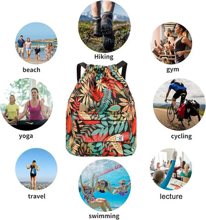 Waterproof Drawstring Bag, Gym Bag Sackpack Sports Beach Backpack - Image 5