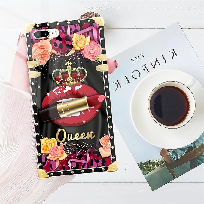 Compatible with iPhone 8 Plus 7 Plus Case, Queen Lip Crown Leopard Print Luxury - Image 7