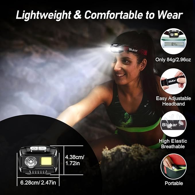 Blukar LED Headlamp Rechargeable, 2000L High Lumen Super Bright Dimmable - Image 9
