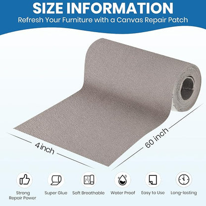 Canvas Patch 4 "x 60 ", Self-Adhesive Waterproof Canvas Patch Set - Image 2