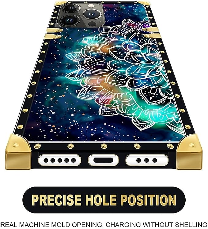 Compatible with iPhone 16 Pro Case, Starry Sky Colourful Mandala Luxury Golden - Image 5