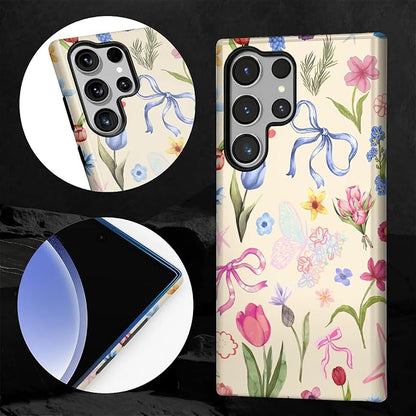 for Samsung Galaxy S24 Ultra Case, HL2 Aesthetic Flower Preppy Collage Hybrid 2 - Image 4