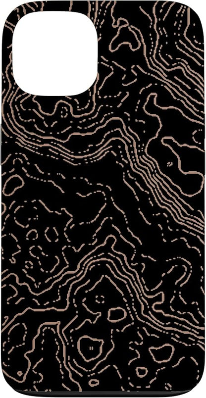 Topography Black & Brown Abstract Pattern Topographic Map Case by Unknown