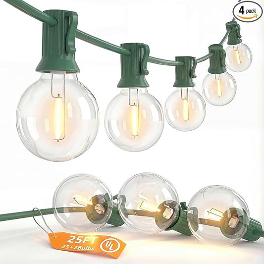 SUNSGNE 25Ft Round Christmas Lights Outdoor, G40 Globe String Lights by SUNSGNE
