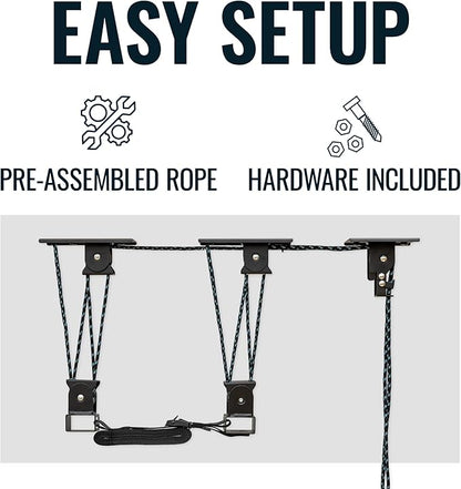Teal Triangle Heavy Duty Elite Canoe Hoist, Easy-Lift Garage Pulley System - Image 4