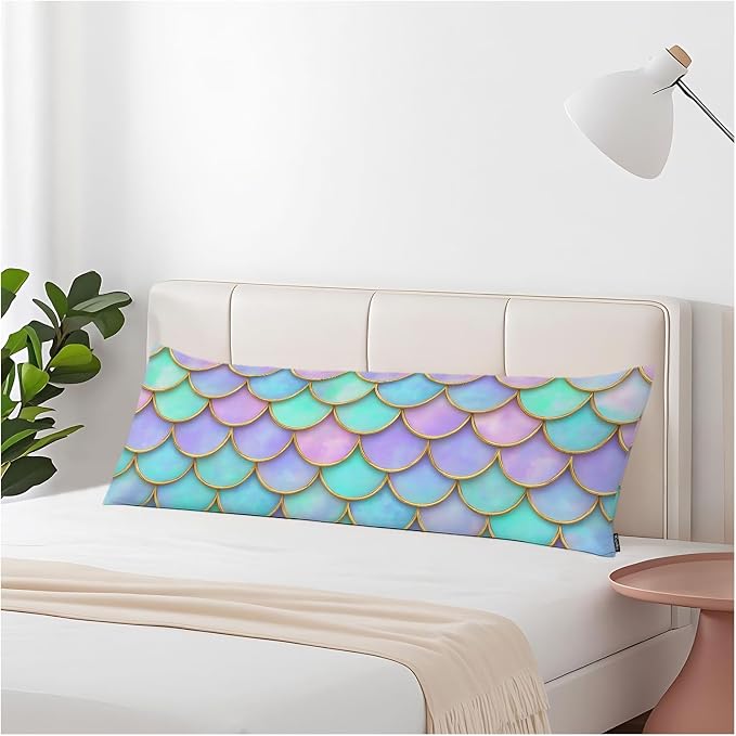 Body Pillow Covers Mermaid Body Pillowcase 20"X54", Mermaid Scales Couch Body by Unknown