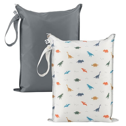 Tiny Twinkle Mess Proof Wet Bags | 2-Pack Reusable Waterproof Wet Bags by TinyTwinkle