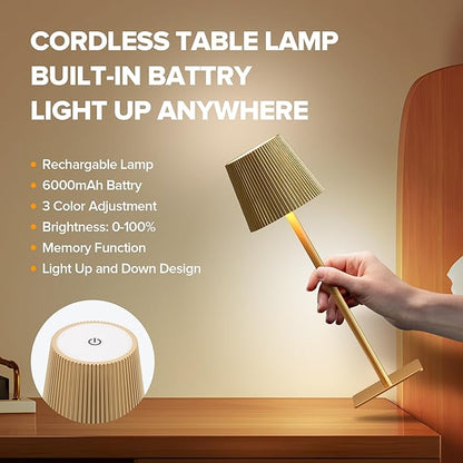 LUTEC 4 Pack Cordless Table Lamp, 6000mAh Rechargeable Battery Operated Desk - Image 3