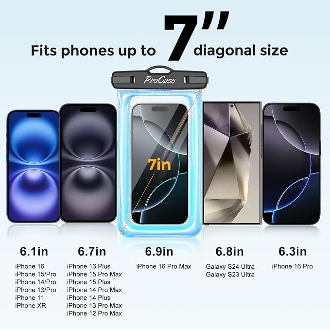 ProCase 2 Pack Floating Waterproof Phone Pouch IPX8, Universal Dry Bag Fits - Image 5