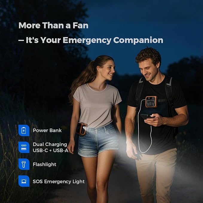 SEAINGO Portable Waist Fan Rechargeable – 10000mAh, 42 ft/s Max, 5 Speeds - Image 4