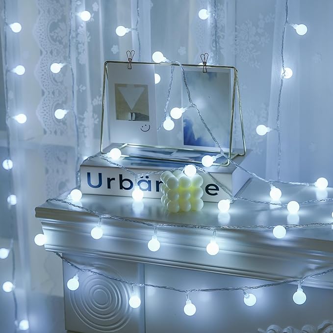 JMEXSUSS 100 LED White String Lights Indoor, Connectable Globe String Lights - Image 2