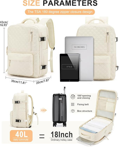 WONHOX Large Travel Backpack Carry on Flight Approved Laptop Work Business - Image 3
