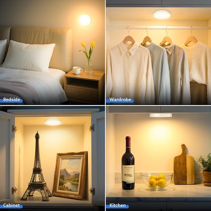 Ferswe Dimmable Touch Lights, 3000K Rechargeable Tap Light - Image 2