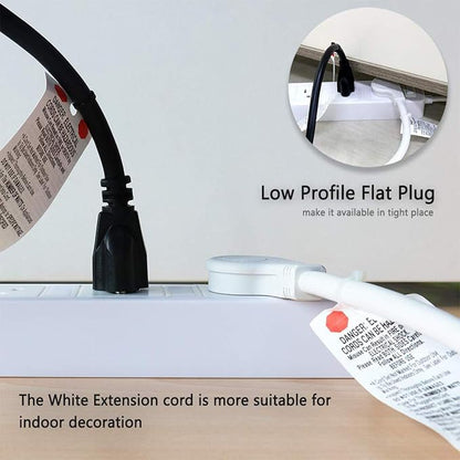 FIRMERST 1875W Flat Plug Extension Cord 10 Feet 14 AWG 15A White - Image 3