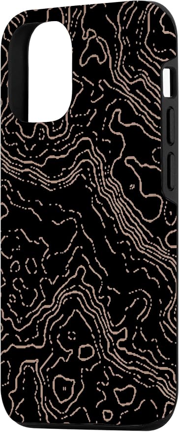 Topography Black & Brown Abstract Pattern Topographic Map Case - Image 2