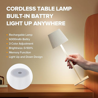 LUTEC 4 Pack Cordless Table Lamp, 6000mAh Rechargeable Battery Operated Desk - Image 3