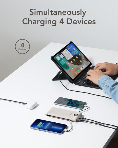 VEGER Portable Charger with Built-in AC Plug and Cables, All in One 10000mAh - Image 4