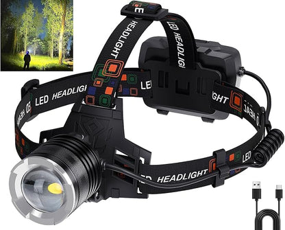 LED Rechargeable Headlamp, 000 Lumens Head Lamps Super Bright Long Distance by BERCOL