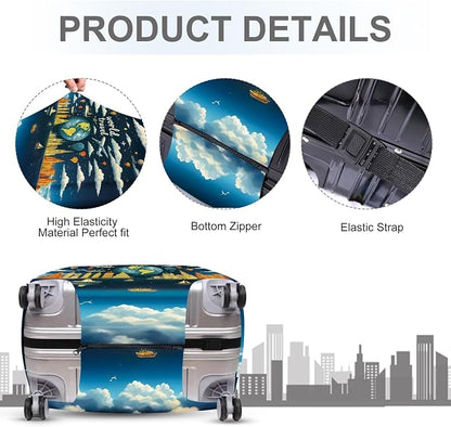 ANNA QUEEN World Travel Luggage Cover, Adventure Theme Suitcase Protector - Image 3