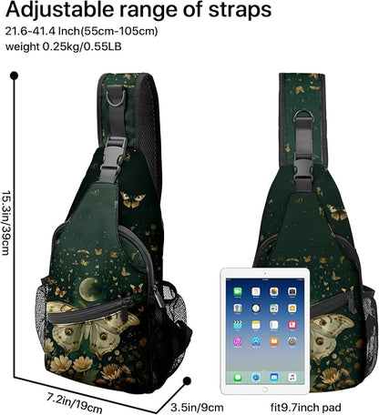 FyLybois Moth Sling Bag for Women Lightweight Crossbody Backpack Casual Daypack - Image 5
