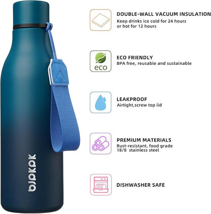 BJPKPK Insulated Water Bottles, 18 oz Stainless Steel Metal Water Bottle - Image 2