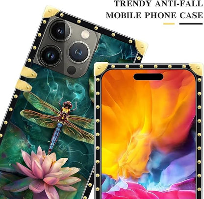 Compatible with iPhone 15 Pro Case, Colourful Dragonfly Pink Lily Pads Luxury - Image 4