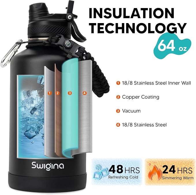 Swigina 64 oz Insulated Water Bottle - Image 2