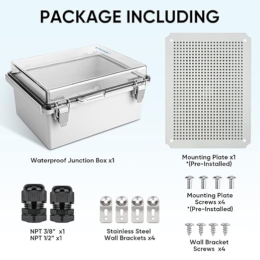 TICONN Outdoor Electrical Box Waterproof, Junction Box IP67 ABS Plastic - Image 6