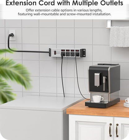 CCCEI Heavy Duty Surge Protector Power Strip 20 Amp Individual Switches. 10FT - Image 5