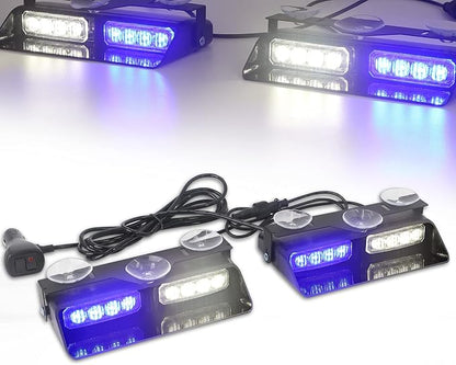 XRIDONSEN 2 in 1 Blue White Emergency Dash Strobe Lights Interior Front/Rear - Image 7