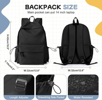 PAUBACK Black School Backpack for Girls Women Waterproof High School Book Bag - Image 3